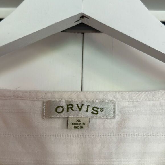 Orvis white cotton pleated embroidered floral blouse XL - Picture 4 of 10